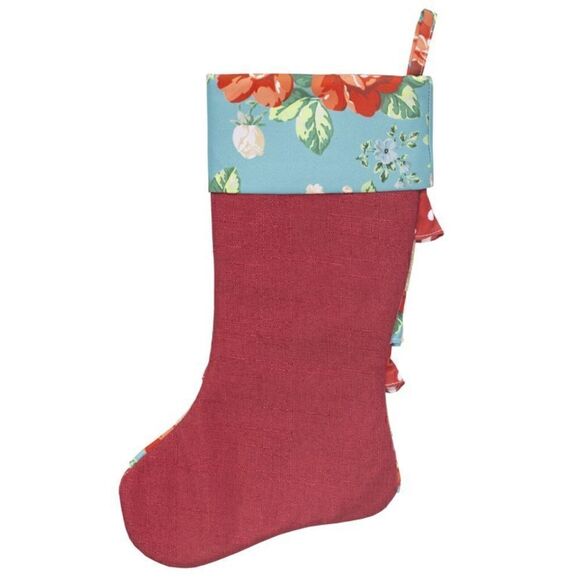 🦋 RARE! 🦋 Pioneer Woman Vintage Floral Ruffle Christmas Stockings Set of 4 - Picture 6 of 8